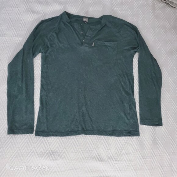 Bench Henley Long Sleeved Top in Heather Cyan Green- Size M (smaller fit) - Picture 7 of 7
